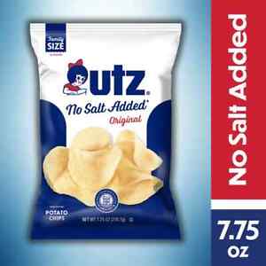 Utz Quality Foods No Salt Added Potato Chips, 7.75 oz. Family Size Bags