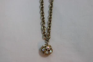 Vintage Sarah Coventry Dancing Magic AB Necklace Gold Tone Disco Ball 16" - Picture 1 of 11