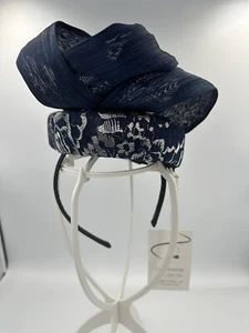 Lillydee Navy Abaca Lace Fascinator Headband - Picture 1 of 8