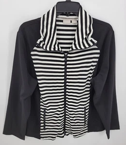 Chicos Zenergy Jacket Womens XL 3 Black White Stripe Zip Up Athleisure Outdoor - Picture 1 of 10