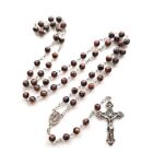 Rosary Crucifix Necklace Natural Flower Sand Beads Catholic Jewelry