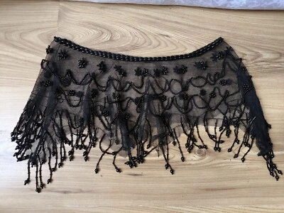 Vintage BEAUTIFUL BEADED BLACK SHEER WOMENS PONCHO BLACK Cape bead embroidery - Image 1 of 4