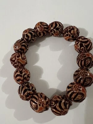 Chinese Hand-carved Bead Nine Dragon Pheonix Vogue Tibetan Prayer Bracelet - Image 1 of 3