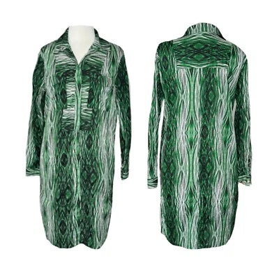 Vestido camisero grande con estampado verde Derek Lam para mujer Foto 1 de 4