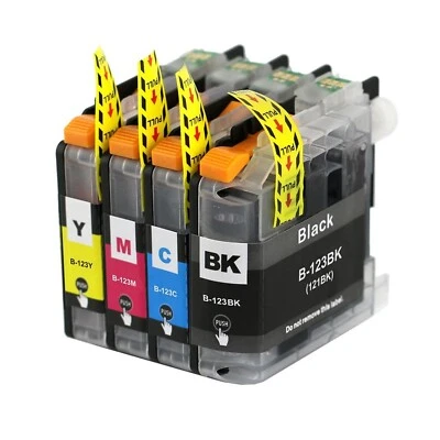 Non-OEM LC123 Ink Cartridges CMYK For Brother MFC-J870DW DCP-J4110DW Lot - Image 1 of 4