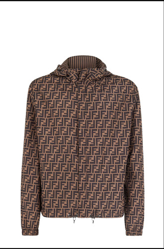 Giacca a vento Fendi Blouson in nylon marrone taglia S M XL