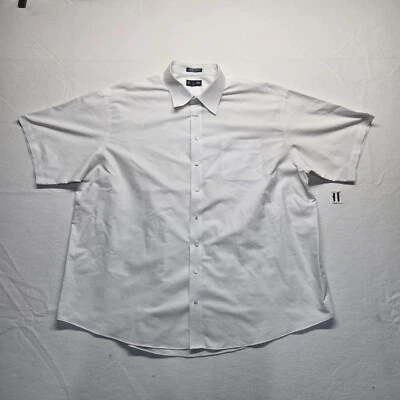 Camisa social Damon branca sólida colarinho bolso manga curta botão para cima masculina tamanho 20 - Imagem 1 de 4