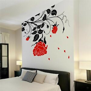 Flower Wall Stickers Rose Vinyl Wall Decals Floral Wall Art Stickers Graphics