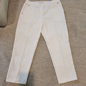 Tallulah Sunrise Womens Linen Work Wear Trouser White Pants Size M A-50 - Picture 1 of 4