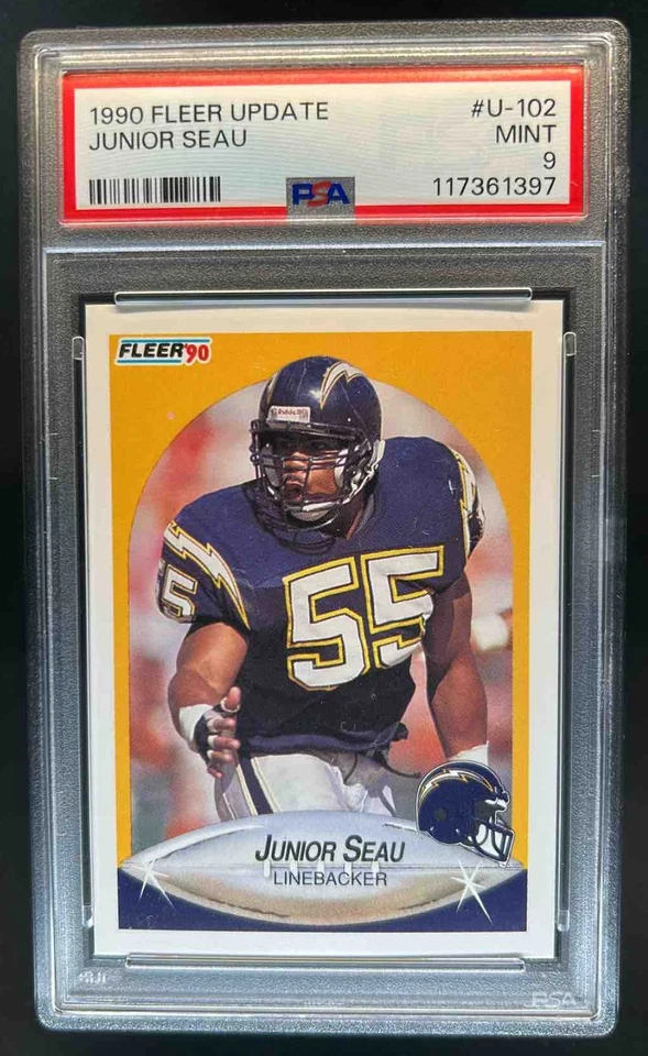 1990 Fleer Update Junior Seau Rookie RC #U-102 Chargers PSA 9 - Image 1 of 2