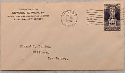 FDC Sc # 628 - Edward Worden Corner Card - Chicago, Ill. - 5/29/26 j - Image 1 of 2