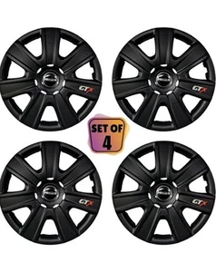 15 inch Set of 4 Hubcaps - Unique Black & Silver Wheel Covers - Made in India - - Picture 1 of 6