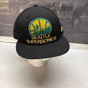 Sombrero Seattle Supersonics New Era 9Fifty Lana Snapback Negro Tejido Logo Raro Sonics - Imagen 1 de 9