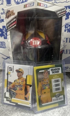 KYLE BUSCH 2008 LIMITED EDITION # 18 NASCAR MINI M&M RACING HELMET *Free Cards* - Image 1 of 4