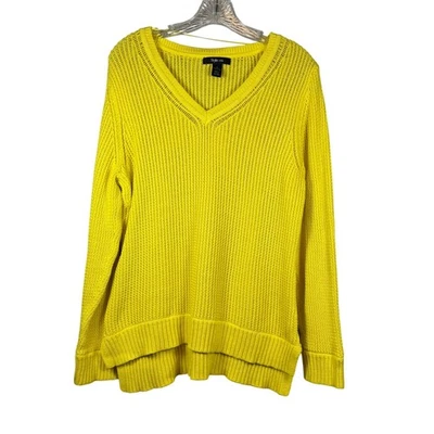 Suéter de malha macia Style & Co 100% algodão, amarelo, tamanho XL - Imagem 1 de 4