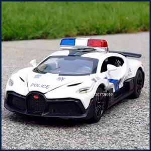 1:32 Bugatti DIVO Police Mini Car Model Miniature Diecast Sound Light Kids Gift - Picture 1 of 26