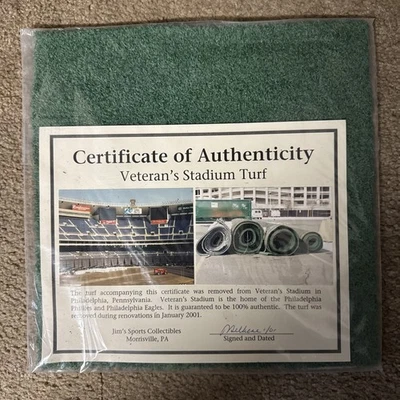 Official Turf Veterans Stadium 12x12 patch removed before implosion w COA.  - Image 1 of 2