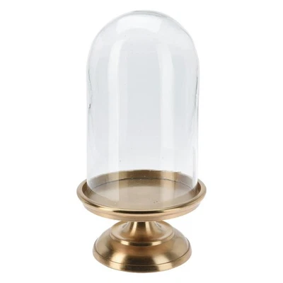 Glashaube Cloche Haube Glasdom Glaskuppel Glasglocke 14x14x28cm Glas Metall Deko - Bild 1 von 3