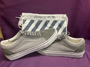 Neu Herren Custom Vans grau, dunkelgrau & weiß Größe 9,5 - Bild 1 von 13