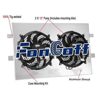 Aluminum SHROUD+2X12" ELECTRIC FAN FIT 99-12 09 CHEVY SILVERADO 1500 2500 TAHOE - Image 1 of 4