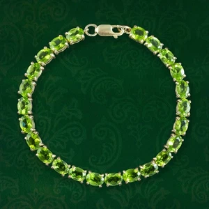 PERIDOT TENNIS BRACELET 9CT GOLD - Picture 1 of 5