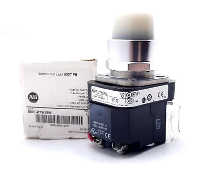 Allen Bradley 800T-PTH16W Illuminated Push To Test Pilot LED Button 120V White - Image 1 of 4