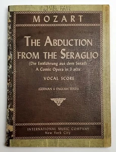 Mozart Abduction From The Seraglio Vocal Score German & English  International - Picture 1 of 9