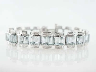Pulseras finas circonita cúbica corte aguamarina y baguette color aguamarina transparente corte esmeralda 10,21 quilates Foto 1 de 4