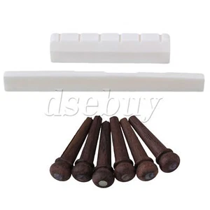Bone Bridge Saddle and Nut Rose Wood Pins Kit for 6 Strings Classical Guitar - Picture 1 of 8