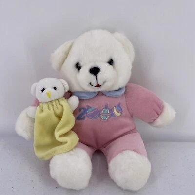 Peluche sonajero de oso de peluche rosa pastel impresiones suaves Main Joy 2000 de colección Foto 1 de 4