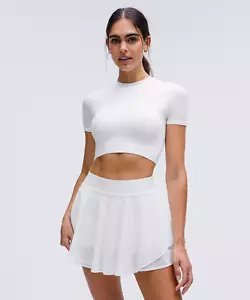 Neu Damen Lululemon Wundermost Crewneck T-Shirt Cropped - Weiß - Größe L - Bild 1 von 7