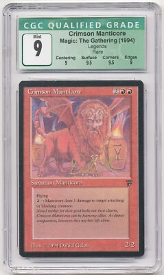 Graded Signed Crimson Manticore CGC 9 MINT Q++ Legends Artist Daniel Gelon MTG! - Image 1 of 2