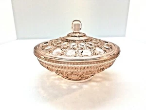 Windsor Rubor Rosa Caramelo Cubierto Plato Botón Y Bastón Vidrio Federal Años 70 - Imagen 1 de 3