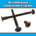 M6 x 80mm Bronze Furniture Connector Bolts With Cap Nuts Joint Fixing Bed Cot