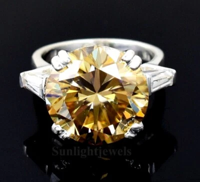 Increíble anillo solitario de diamantes champán certificado de 6,70 quilates en plata 925 Foto 1 de 4