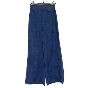 VINTAGE SEARS JR BAZAAR SEARS ROEBUCK &CO HIGH WAIST WIDE LEG CREASED JEANS 70s - Picture 1 of 6