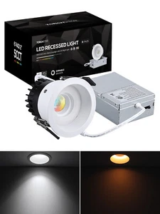 6/12-Pack 5CCT 2" LED Recessed Light with Night Light, Anti-Glare, Dimmable - Picture 1 of 10
