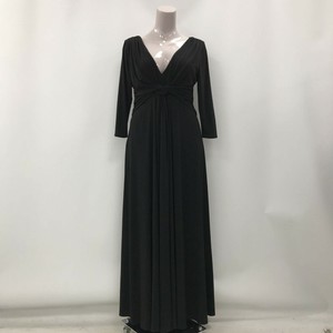 Phase Eight Dress Women's UK 18 Black Plain Long Maxi V-Neck 3/4 Sleeve 043985