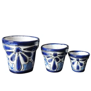 Talavera style mexican pottery, 3 Mini Pots ,Planter pots, Succulents, Cactus - Picture 1 of 5