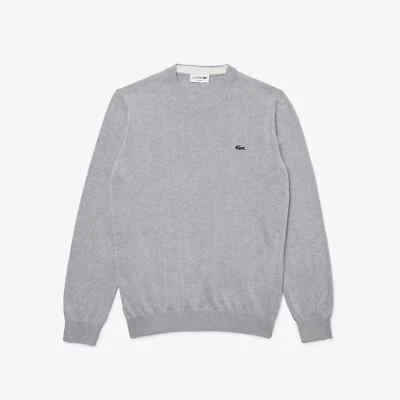 Lacoste Long Sleeve Regular Fit CREW-neck 100% Organic Cotton Sweater MENS GRAYX - Image 1 of 4