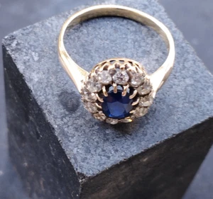 Antiker GoldRing Saphir& Altschliff Diamanten von ca 0,60ct - Bild 1 von 7