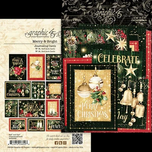 Graphic45 FELIZ Y BRILLANTE (32) TARJETAS DE DIARIO 3x4 4x6 álbumes de recortes NAVIDAD - Imagen 1 de 3