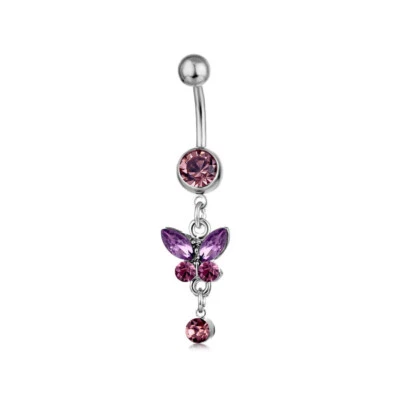 Anillo Hebilla Ombligo Estrás Mariposa Colgante Cuerpo Piercing Joyería Foto 1 de 4
