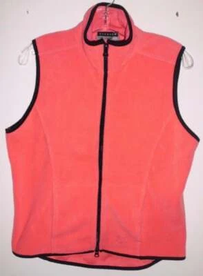 Chaleco polar deportivo OLEG CASSINI talla S para mujer rosa salmón con ribete negro cremallera completa Foto 1 de 4