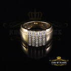Yellow Silver Jewelry Rhodium Plated CZ 1.40ct Wide Band Square Men Ring SZ 8
