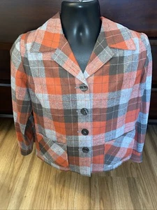 Country Clothes By Pendleton Petite Plaid Button Up Blazer Women's Sz S Wool - Picture 1 of 7