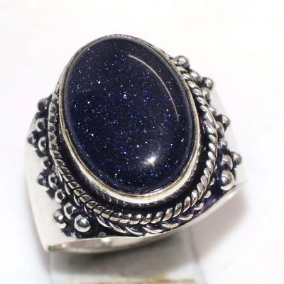 Anillo étnico enchapado en plata 925 ovalado púrpura arenisca talla US 6 GW Foto 1 de 3