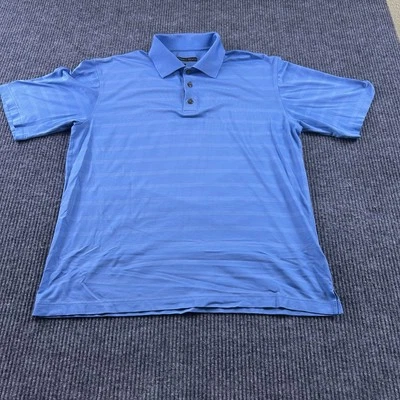 Camisa polo de golf Pebble Beach Performance para hombre L manga corta azul a rayas Foto 1 de 4