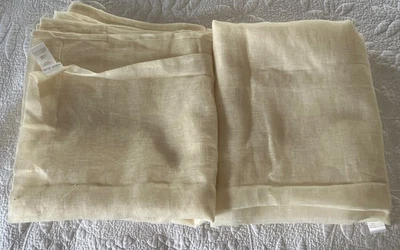 2 West Elm  Ivory Linen Curtain Panels 48x96”Semi Sheer Unlined Rod Pocket - Image 1 of 3