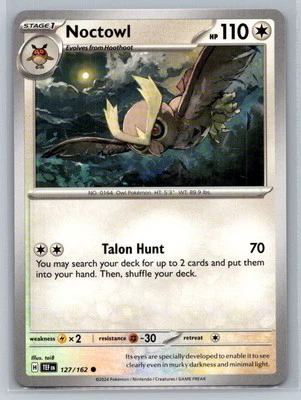 Noctowl #127/162 SV05: Temporal Forces Common - Pokemon Cards G33 - Image 1 of 2